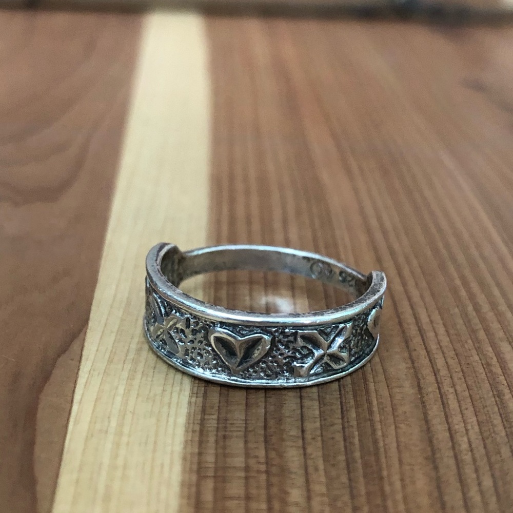 💜X heart x pattern sterling ring